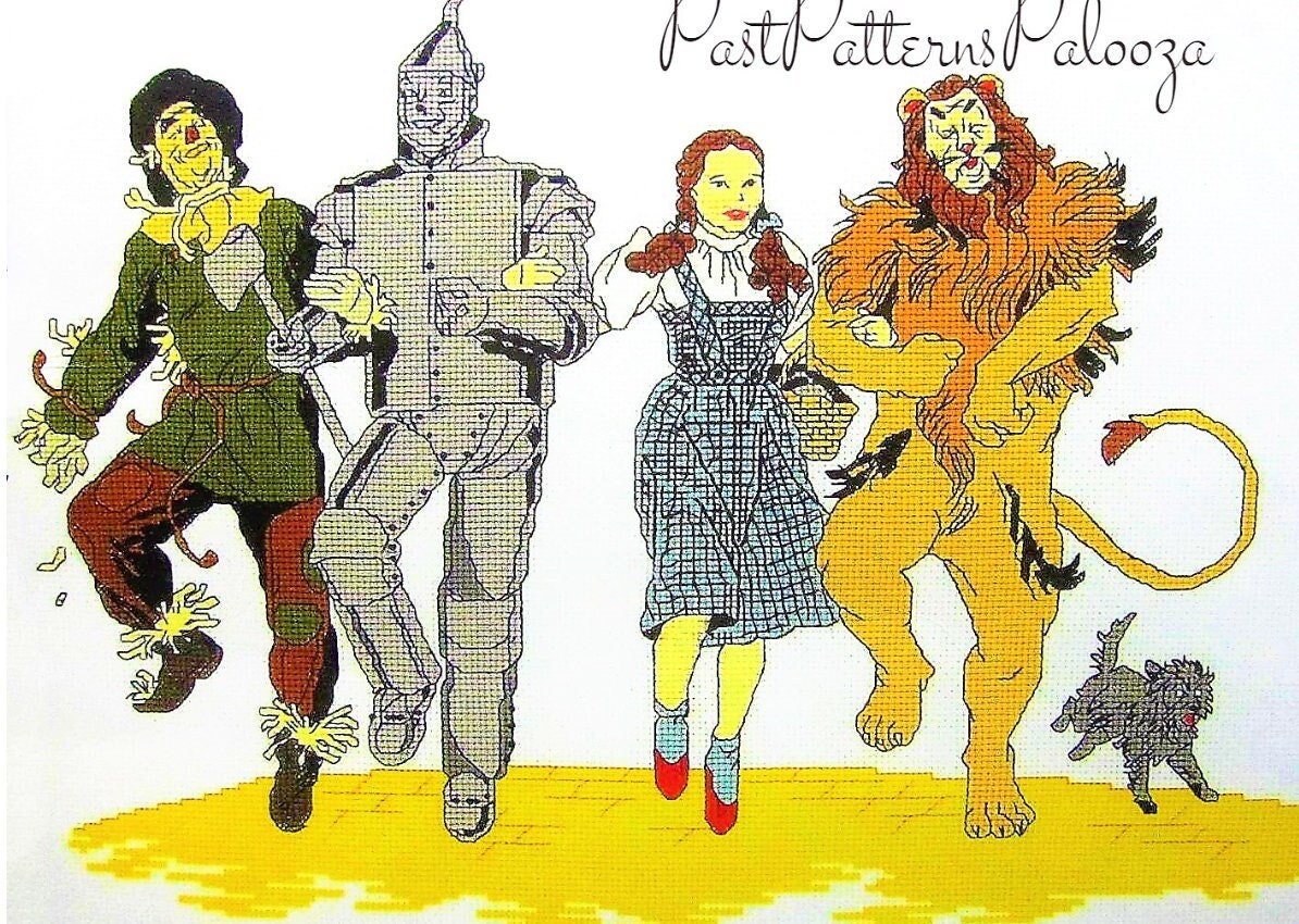 Vintage Cross Stitch Pattern The Wizard Of Oz PDF Instant Digital Download The Yellow Brick Road Embroidery 8 x 12