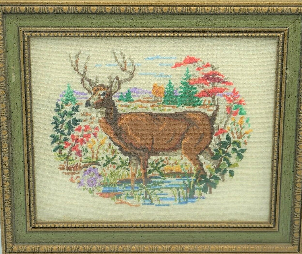 Vintage Cross Stitch Pattern Woodland Deer Family Stag Buck Doe Fawn PDF Instant Digital Download Embroidery Needlepoint Forest Animals 1942