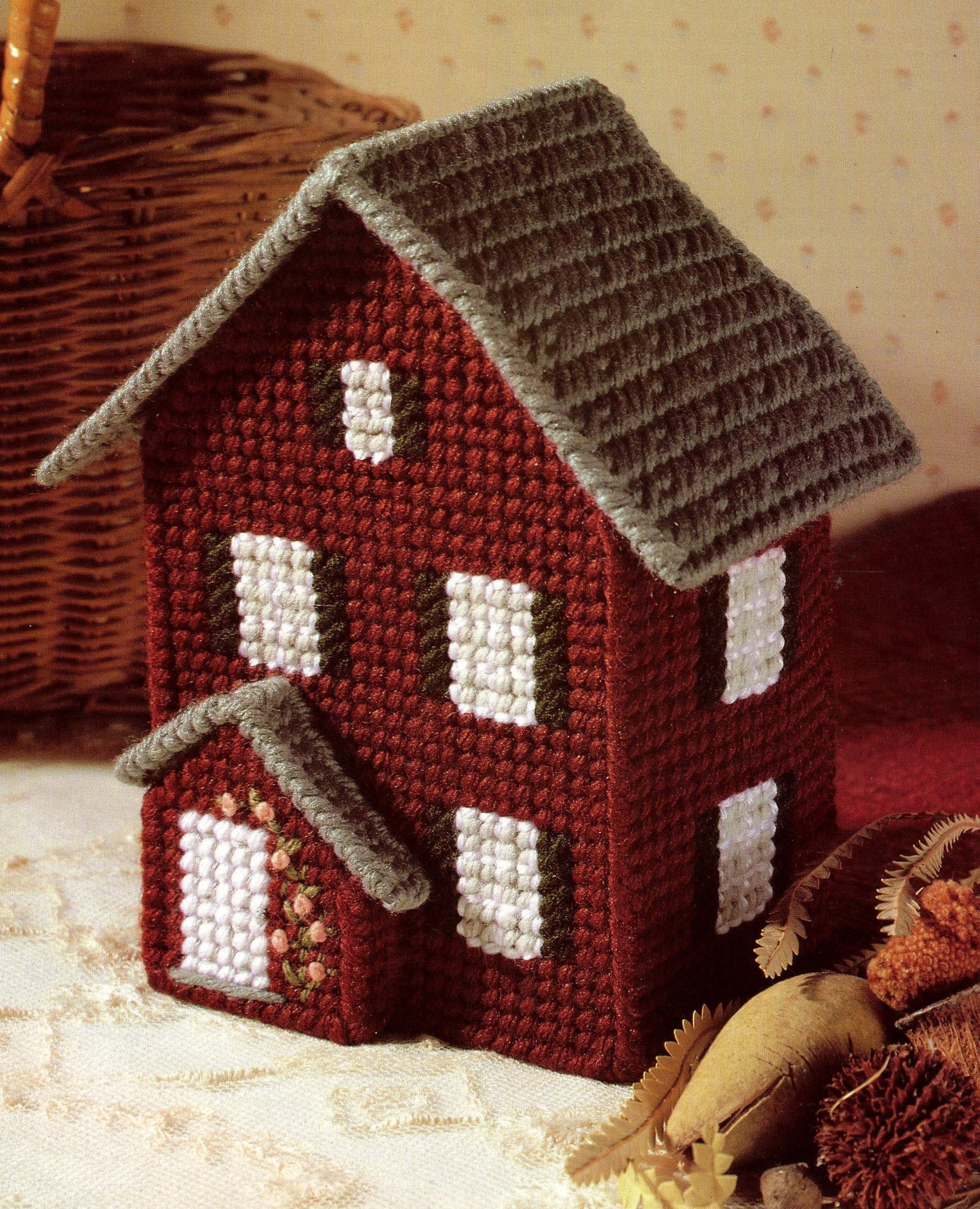 Vintage Plastic Canvas English Cottages Houses Patterns PDF Instant Digital Download 9 Designs Recipe Holders Potpourri Containers 7 Mesh