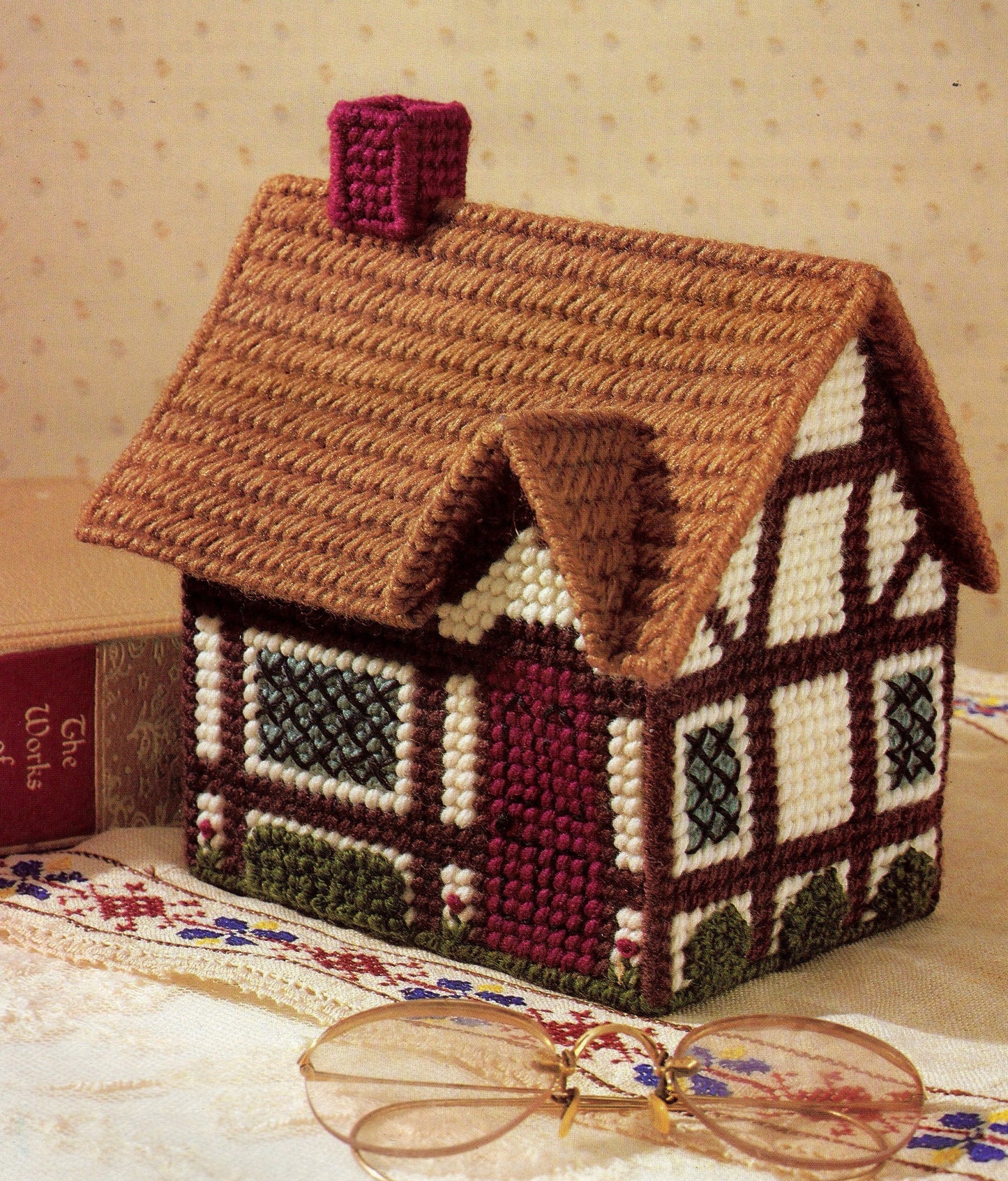Vintage Plastic Canvas English Cottages Houses Patterns PDF Instant Digital Download 9 Designs Recipe Holders Potpourri Containers 7 Mesh