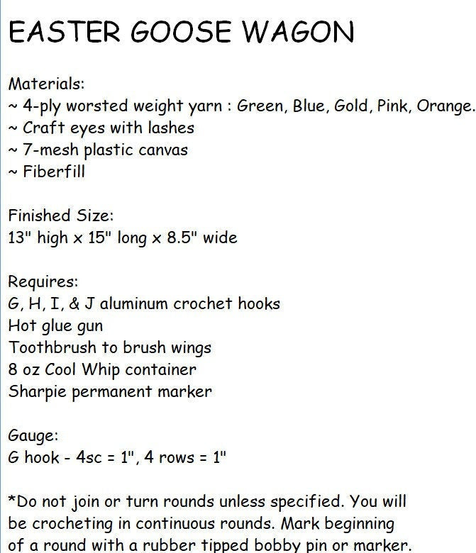 Vintage Crochet Pattern 15" Easter Goose & Candy Wagon Cart PDF Instant Digital Download Amigurumi Plush White Duck Easter Basket 4 Ply