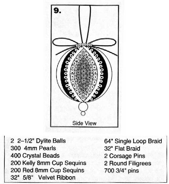Vintage Christmas Beading Pattern 2.5" Hanging Holiday Ball Ornaments PDF Instant Digital Download Sequins Beads Beaded Tree Trim Craft