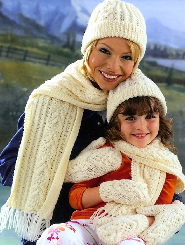 Vintage Knitting Pattern Womens Girls Cabled Aran Panel Hat Scarf Mittens Set PDF Instant Digital Download 10 Ply