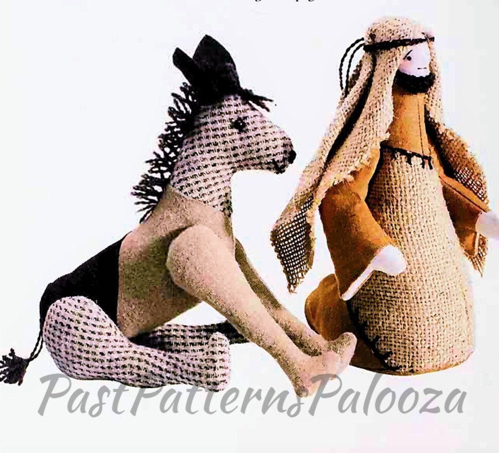 Vintage Christmas Sewing Pattern 12" Traditional Patchwork Nativity Plush Set PDF Instant Digital Download Sewn Fabric 6 Figures