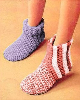 Vintage Crochet Patterns Easy Quick Simple Family Slipper Socks PDF Instant Digital Download Retro Womens Mens Childrens House Socks