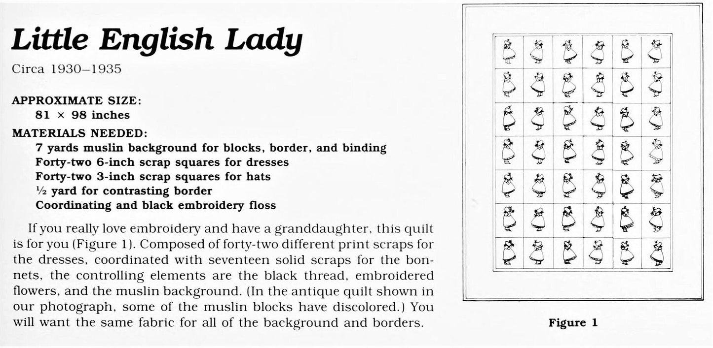 Vintage 1930s Sewing Pattern Sunbonnet Sue Little English Ladies Bed Quilt Applique Sun Bonnet Girl Blocks PDF Instant Digital Download