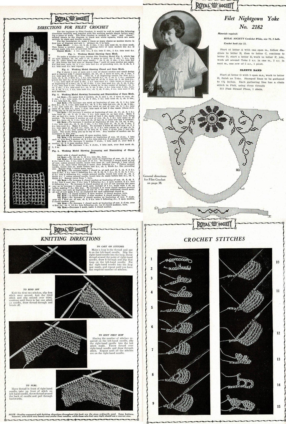 Vintage 1919 Antique Royal Society Crochet Knitting Patterns eBook Victorian Family Fashion Household Projects PDF Instant Digital Download