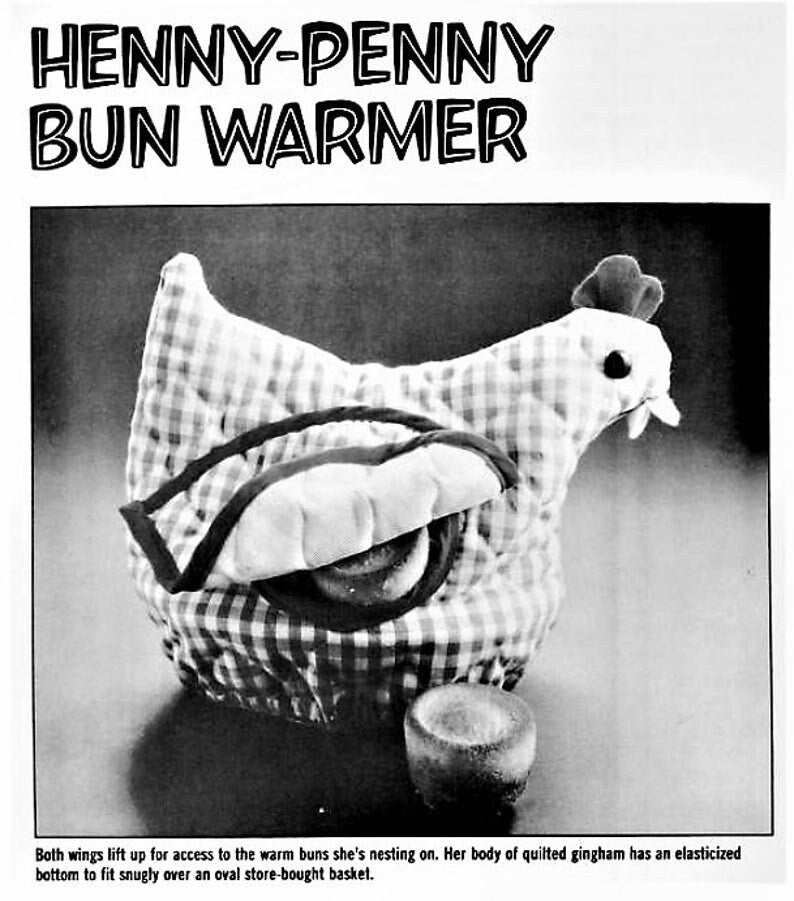 Vintage Sewing Pattern Henny Penny Bun Warmer Gingham Chicken Hen Bread Basket Cover PDF Instant Digital Download Country Farmhouse Chic