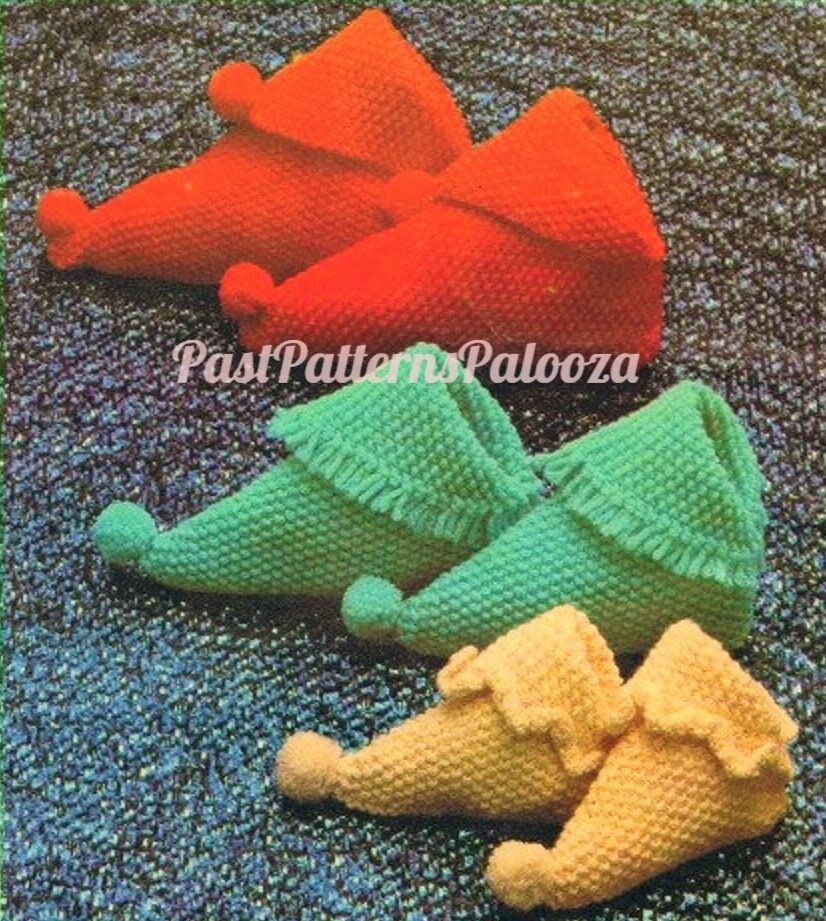 Vintage Knitting Pattern Christmas Elf Family Slippers PDF Instant Digital Download Retro Baby Booties Childs Adults Bed Socks 10 Ply
