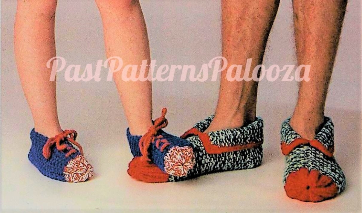 Vintage Knitting Patterns Family Slippers Seed Stitch PDF Instant Digital Download Quick Easy Womens Mens Childrens 10 Ply