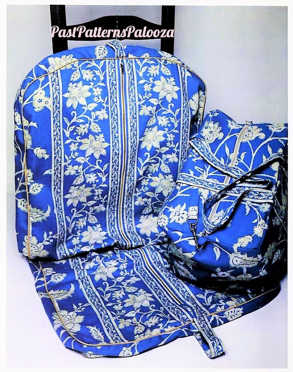 Vintage Travel Ensemble Sewing Pattern Hanging Garment Bag Tote Duffle Bag Cosmetic Case PDF Instant Digital Download Fabric Travel Trio