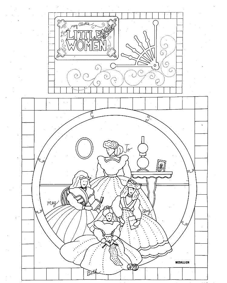 Vintage Sewing Pattern Little Women Bed Pillows & Quilt or Wall Hanging PDF Instant Digital Download Applique Bed Set