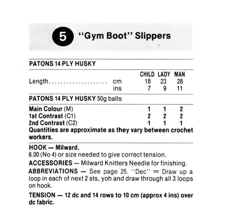 Vintage Crochet Patterns Fun Family Sneaker Slipper Shoes PDF Instant Digital Download Womens Mens Childrens Running Shoe Slippers 14 Ply