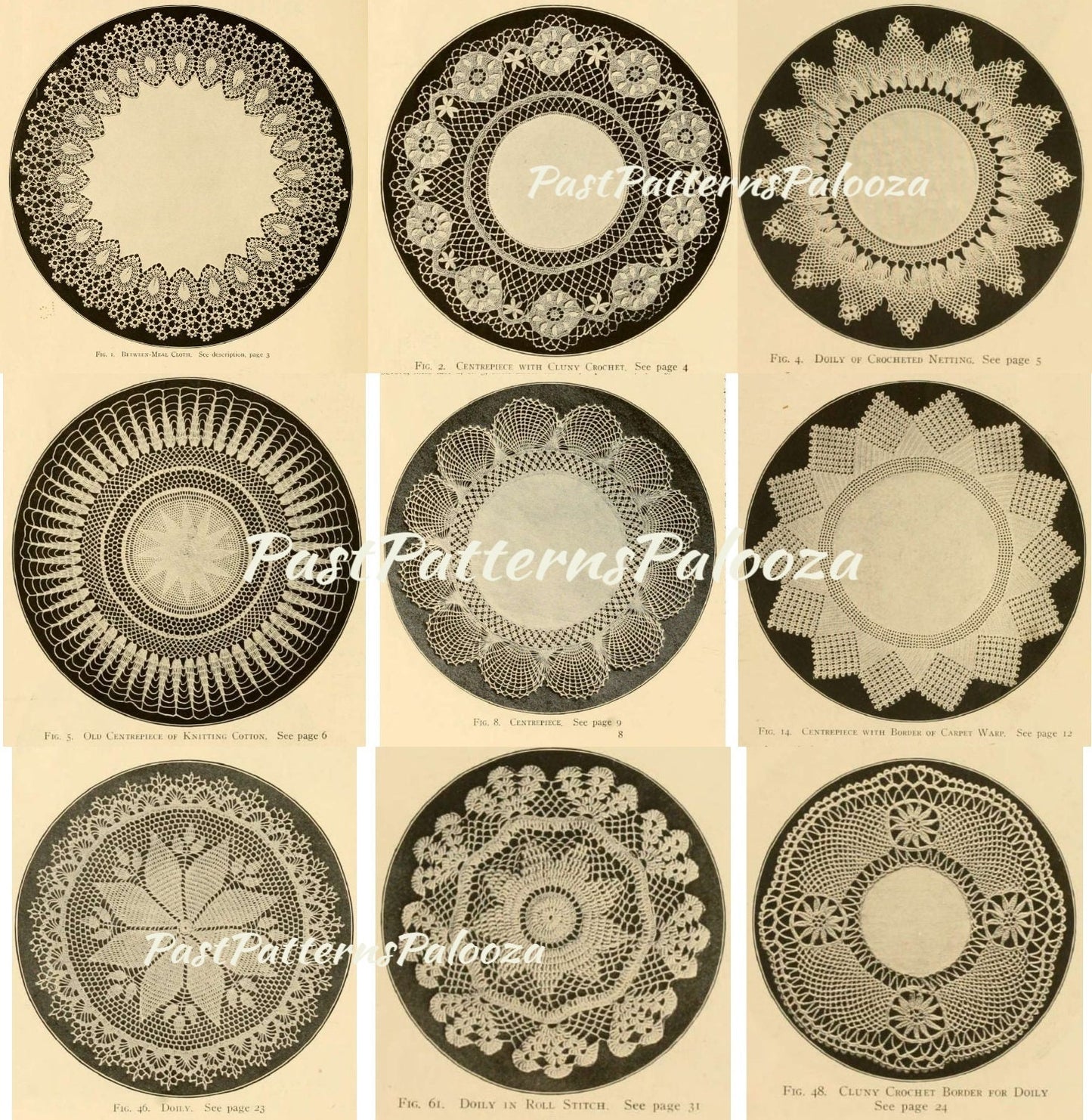 Vintage Priscilla Crochet Book Centrepieces & Doilies Patterns c. 1915 PDF Instant Digital Download Victorian Doily Table Mats eBook