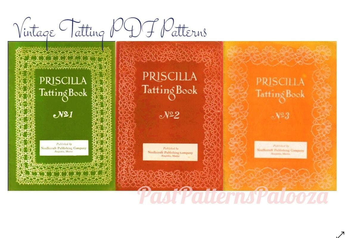 Vintage Priscilla Tatting Patterns Three eBooks No 1. No 2. No 3. Shuttle Lace Tatting Instructions Projects PDF Instant Digital Download