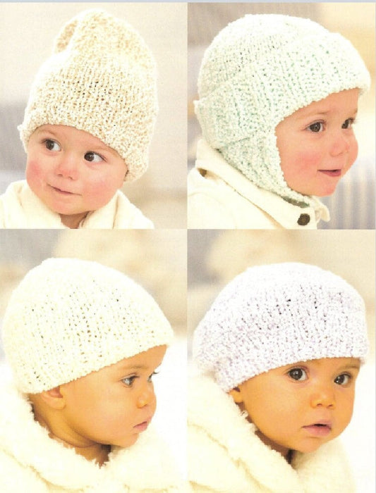 Vintage Knitting Patterns Baby Childs Chunky Knit Winter Hat Beret Helmet 6 Designs PDF Instant Digital Download Newborn to 7 Years 12 Ply