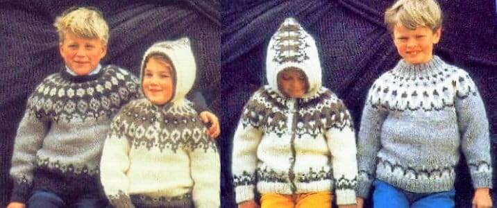 Vintage Knitting Patterns Kids Nordic Lopi Icelandic Sweaters Hoodies Jackets PDF Instant Digital Download Fair Isle Jumper 2-12 yr 12 Ply