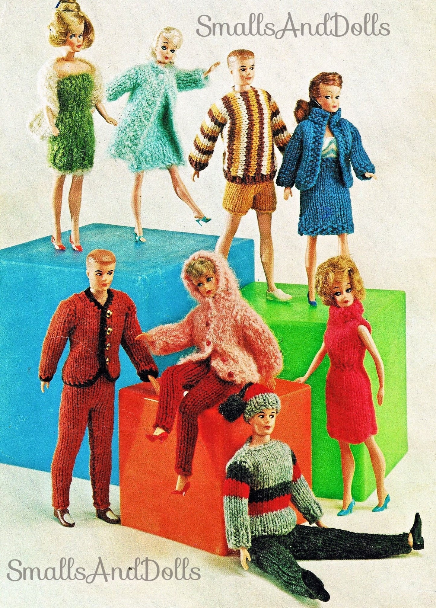 Vintage Knitting Pattern 1960s Clothing Outfits for 11.5 Inch Fashion Dolls PDF Instant Download 9 Designs 10 Ply 12 Ply