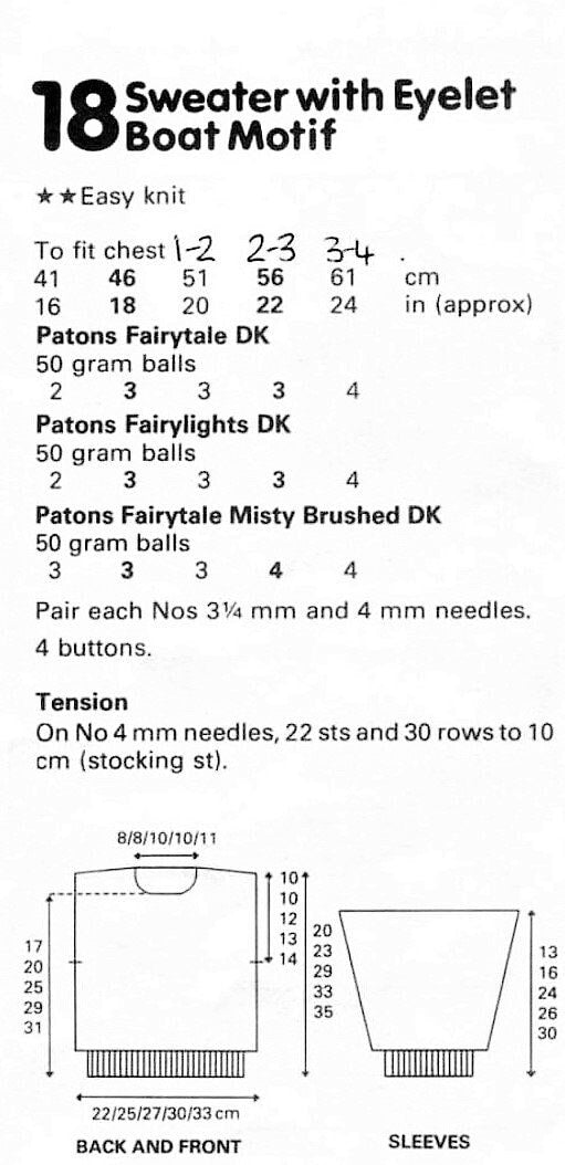 Vintage Knitting Pattern Baby Toddler Eyelet Sailboat Boat Motif Sweater Pullover Jumper PDF Instant Digital Download Newborn - 4 yrs DK