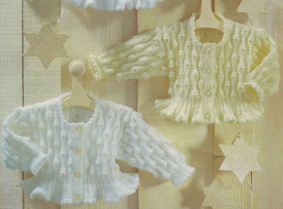 Vintage Knitting Pattern Knit Baby to Big Girl Ruffle Edged Peplum Cardigan Sweater Jacket PDF Instant Digital Download 0-8 yrs DK 8 Ply
