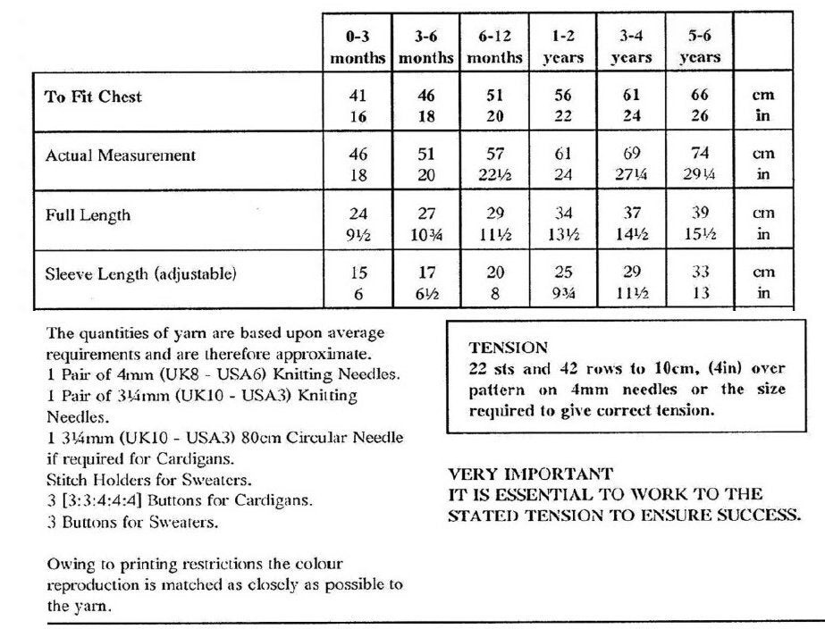 Vintage Knitting Pattern Baby Toddler Child Fishermans Rib Brioche Stitch Cardigans Sweaters PDF Instant Digital Download 0-6 yrs DK 8 Ply