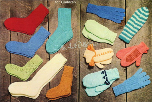 Vintage Knitting Patterns Boys Girls Childrens Socks Mittens Gloves Lot PDF Instant Digital Download Kids Quick Easy Simple Socks 2-12 Years
