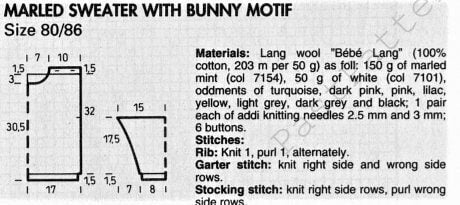 Vintage Knitting Pattern Baby Toddler Girl Bunny Rabbit Sweater PDF Instant Digital Download Easter Flowers Jumper 12m-18m