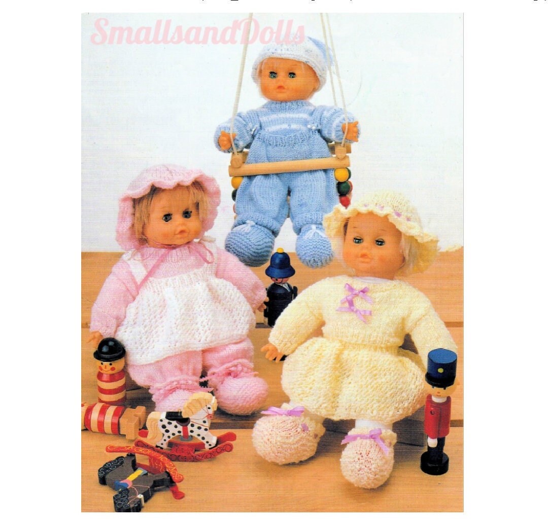Vintage Knitting Pattern 16" Doll Clothes Outfits 10 Pieces PDF Instant Digital Download Cute Dolly Play Clothing DK