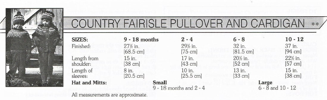 Vintage Knitting Pattern Toddler & Big Kids Chunky Sweater Hat Mitts Sets Country Brights FairIsle PDF Instant Digital Download 9m-12 yrs