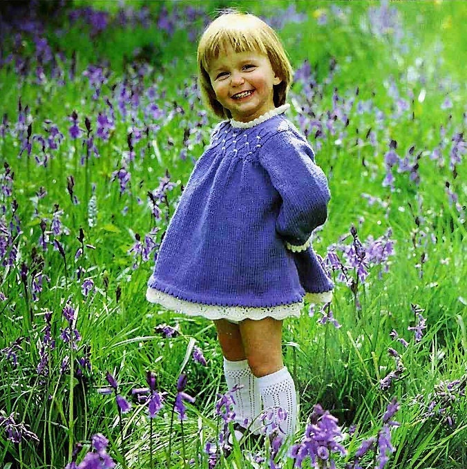 Vintage Knitting Pattern Baby Toddler Girl Pretty Smocked Dress Picot Edge PDF Instant Digital Download 18m to 4 Years 5 Ply