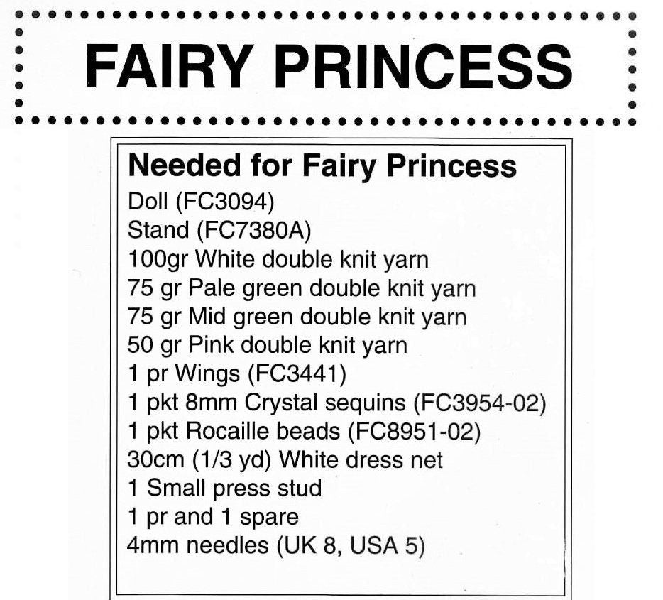 Vintage Knitting Pattern 15" Doll Pretty Fairy Princess Flower Dress Outfit PDF Instant Digital Download DK