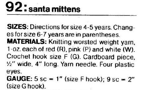 Vintage Crochet Pattern Boys Girls Santa Claus Mittens PDF Instant Digital Download Kids Hand Puppet Christmas Mitts 2 Sizes 10 Ply