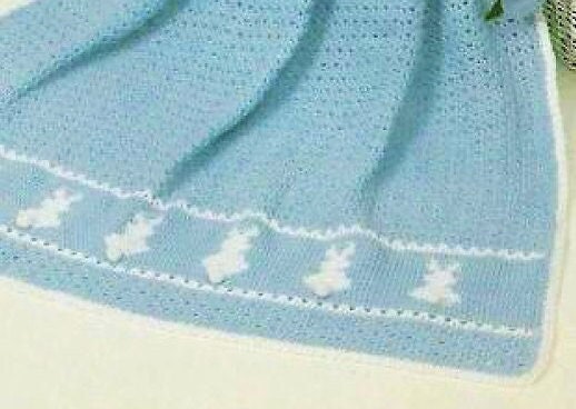 Vintage Crochet Pattern Baby Bunnies Afghan Nursery Blanket PDF Instant Digital Download Cottontail Bunny Crib Cot Cover 33x39 3 Ply