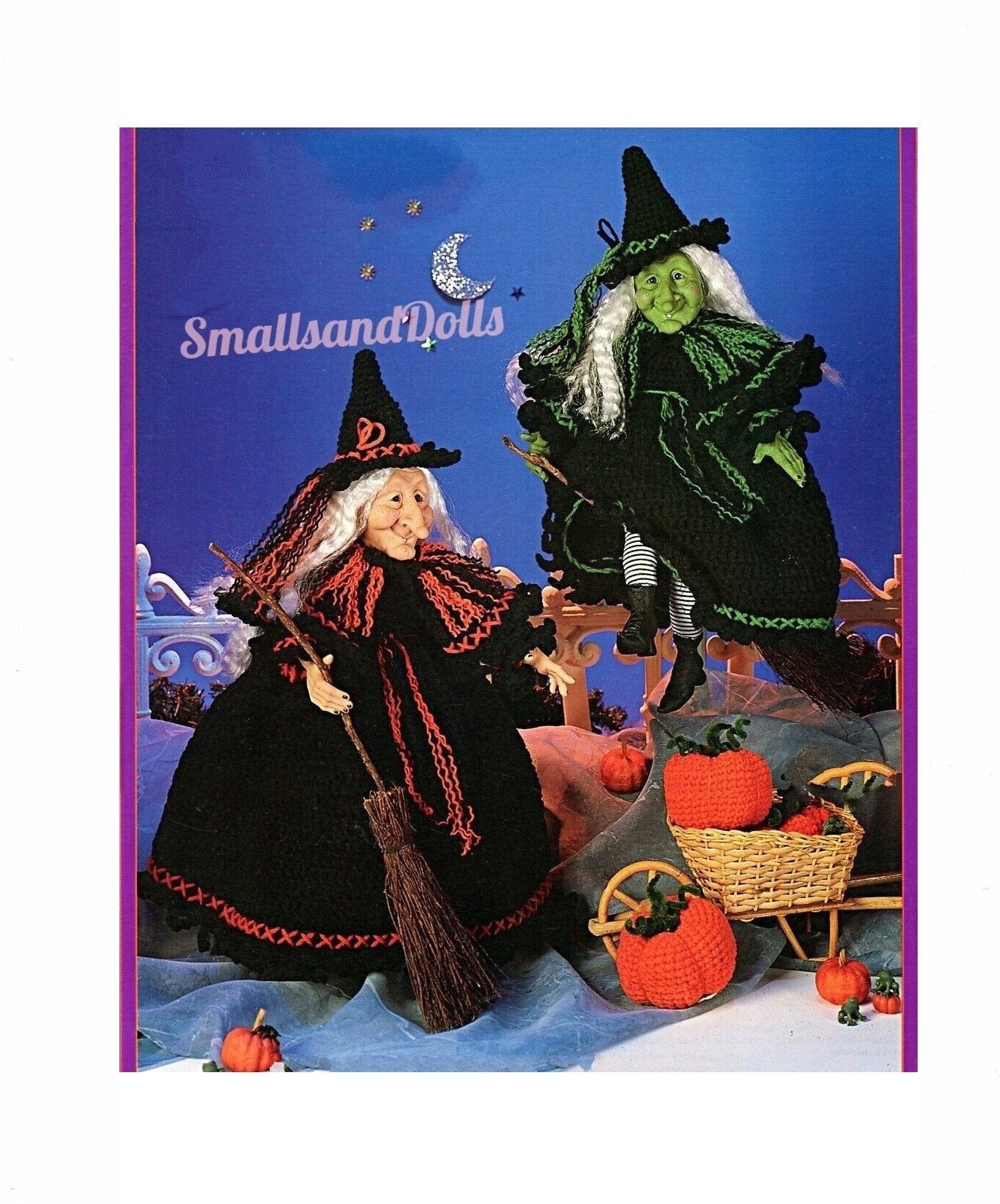 Vintage Crochet Pattern 16" Halloween Witch Doll and Pumpkin PDF Instant Digital Download Tildas Pumpkin Patch 10 Ply