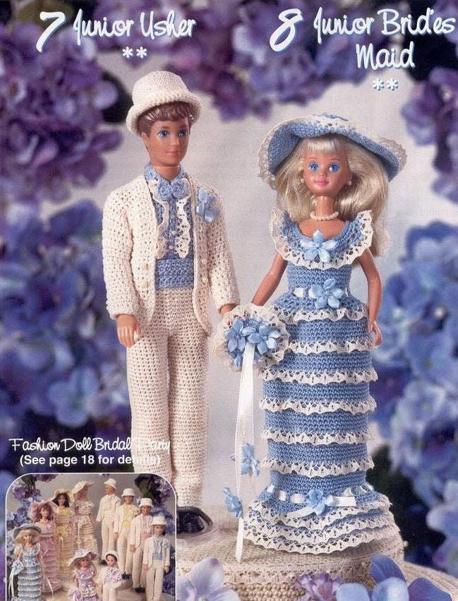 Vintage Thread Crochet Pattern Outfits For A Fashion Doll Wedding Bridal Party PDF Instant Digital Download Bride Groom 10 Designs Total