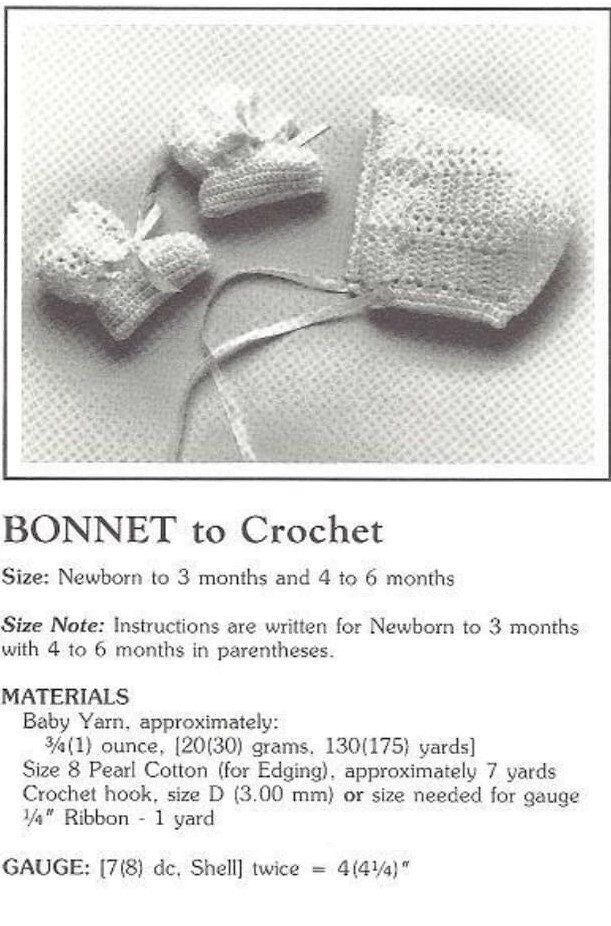 Vintage Crochet Pattern Classic Shell Stitch Heirloom Layette Set Dress Bonnet Booties Blanket PDF Instant Digital Download 0-6m DK 1970s
