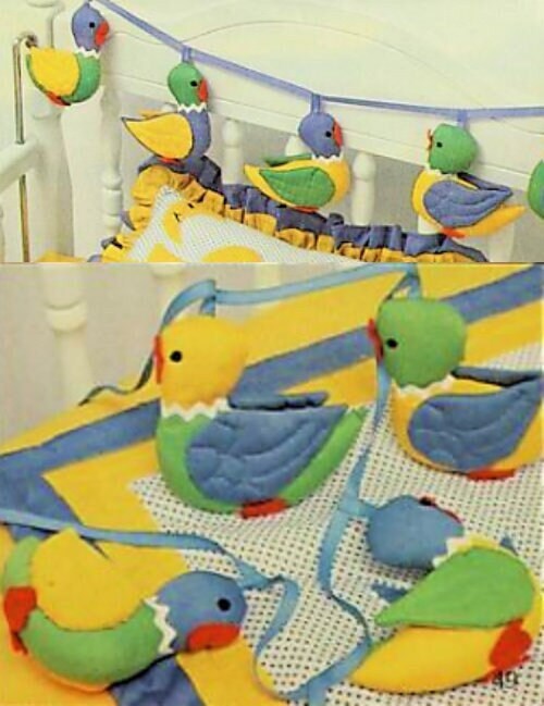 Vintage Sewing Pattern Ducks Ducklings Baby Quilt Blanket Pillow Crib Toy Bedding Set PDF Instant Digital Download Quilted Applique Nursery