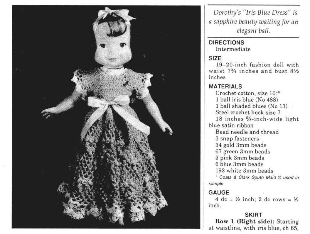 Vintage Thread Crochet Patterns Doll Clothes Dresses for 19 20 Inch Doll PDF Instant Digital Download 6 Holiday Gowns