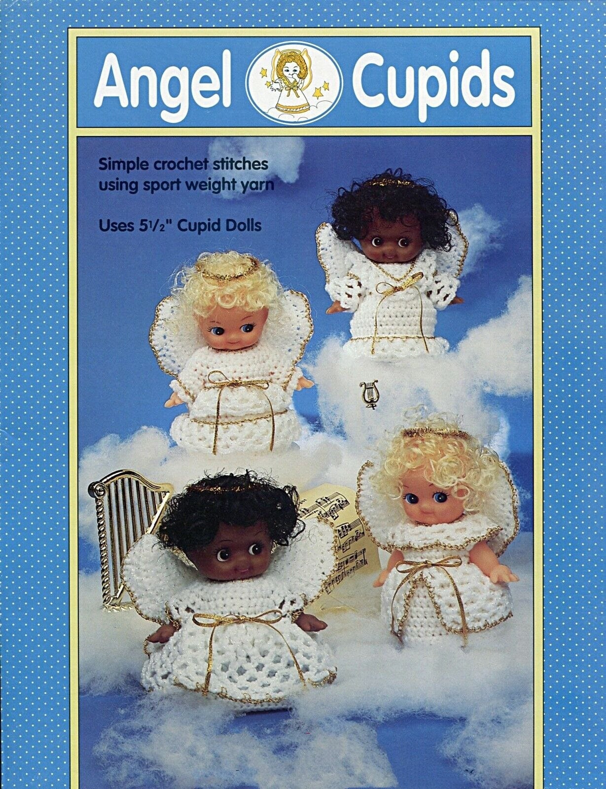 Vintage Crochet Pattern 5.5" Cutie Cupid Christmas Angel Dolls Kewpie Impkins Dolls PDF Instant Digital Download 4 Designs 10 Ply