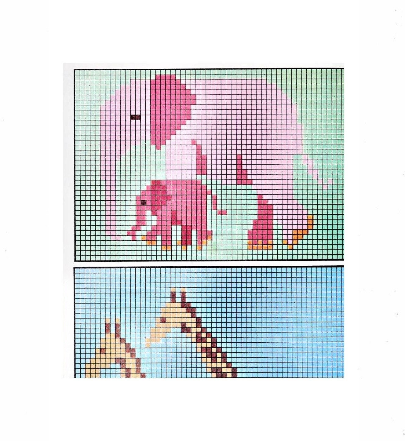 Vintage Knitting Pattern Toddler Girl Giraffe Elephant Dresses Knit Fair Isle Jacquard PDF Instant Digital Download 2-3 yrs DK
