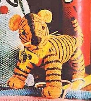 Vintage 1960s Knitting Pattern Retro Knit Tiger Soft Toy PDF Instant Digital Download Circus Zoo Safari Amigurumi Cotton Thread no. 4