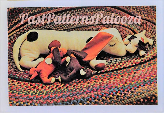 Vintage Sewing Pattern Sleepy Beagle Puppy Dog Family Litter Soft Toy Dolls PDF Instant Digital Download 33" Mama 12" Snap on Puppies