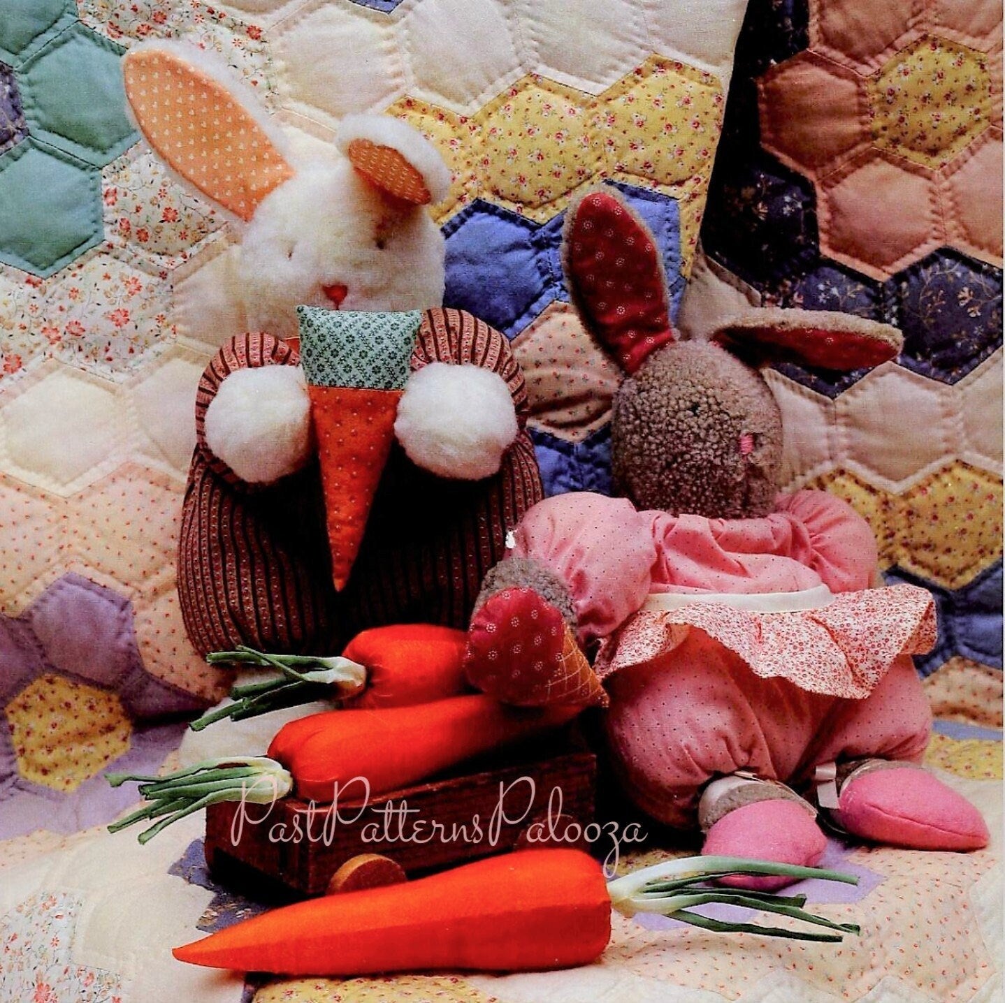 Vintage Sewing Pattern 13" Easter Bunny Girl Boy Soft Toy Dolls PDF Instant Digital Download