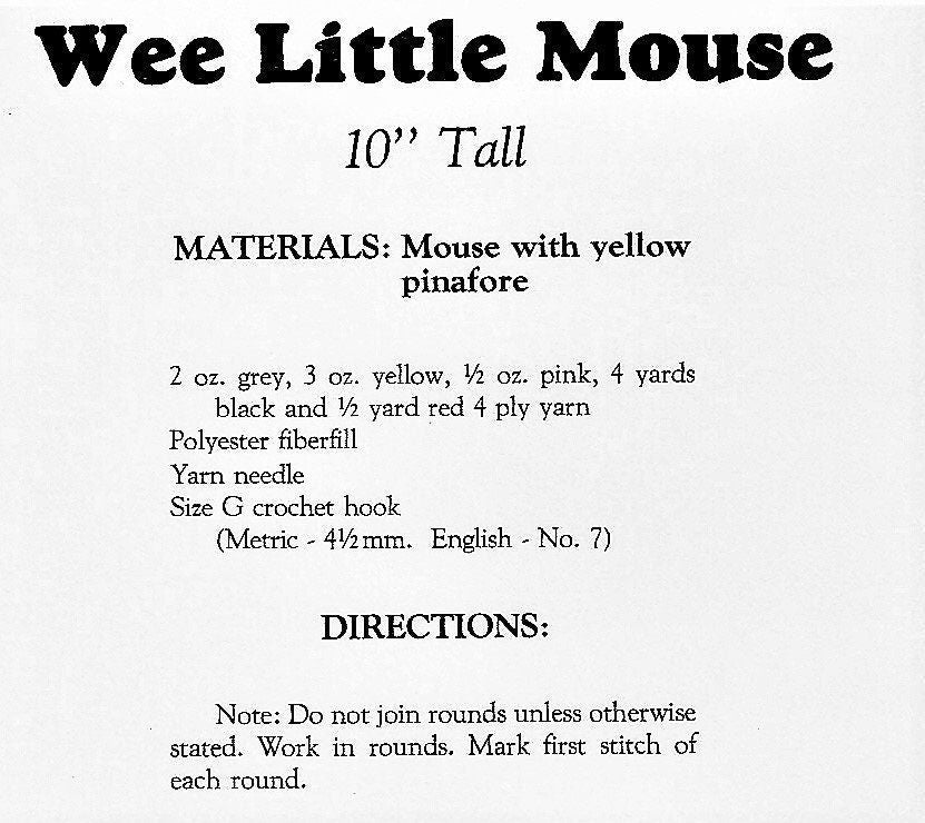 Vintage Crochet Pattern 10" Cute Sunbonnet Mice Soft Toy Dolls Pinafores Sun Bonnets PDF Instant Digital Download Amigurumi Plush Lady Mouse 4 Ply