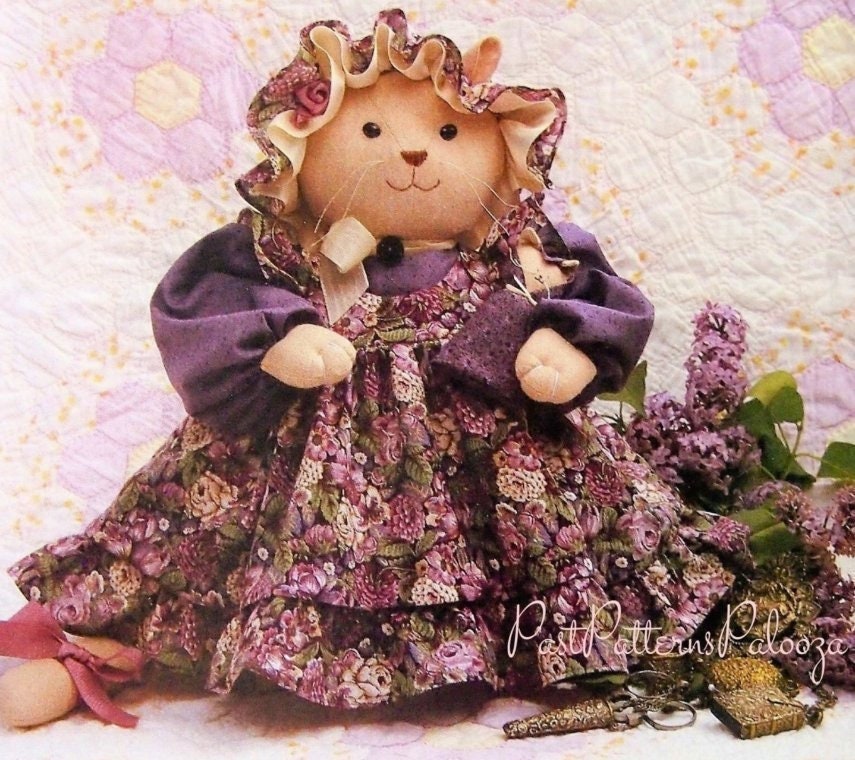Vintage Sewing Pattern 13" Country Rose Mother Cat & Itty Bitty Kitten Soft Sculpture Dolls PDF Instant Digital Download Soft Toys