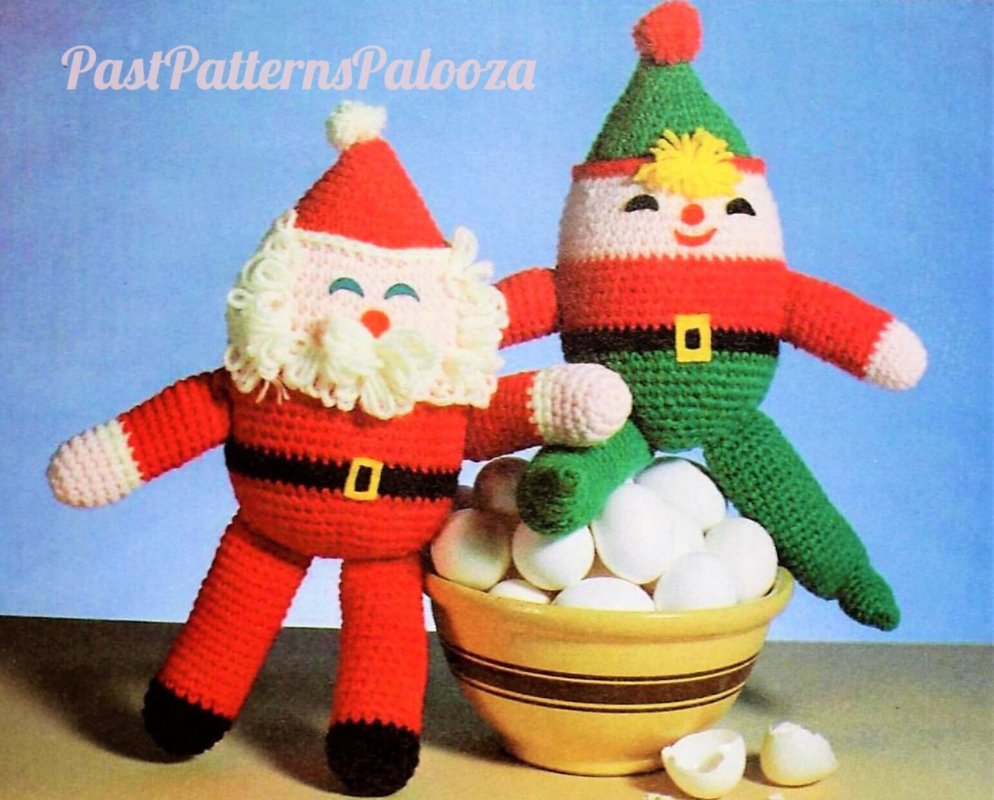 Vintage Christmas Crochet Pattern 14" Cute Santa Claus and Elf Soft Toy Dolls PDF Instant Download Retro Holiday Amigurumi 10 Ply