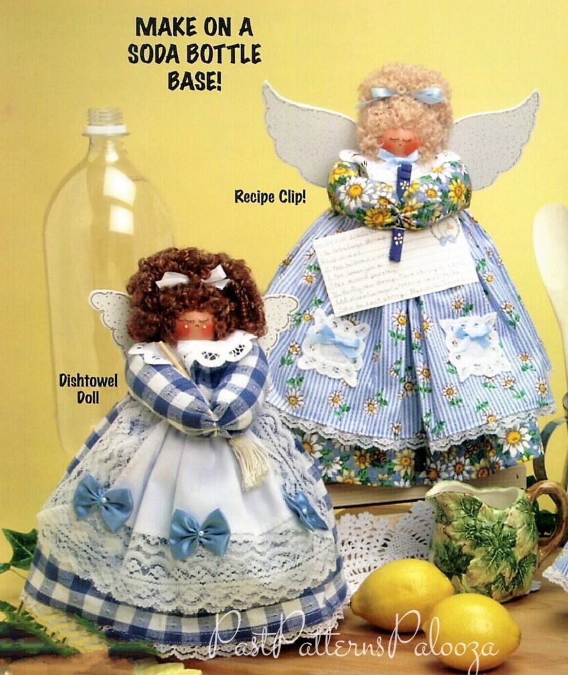 Vintage Sewing Pattern Fabric Kitchen Angel Dolls PDF Instant Digital Download Coupon Organizer Dish Towel Recipe Holder