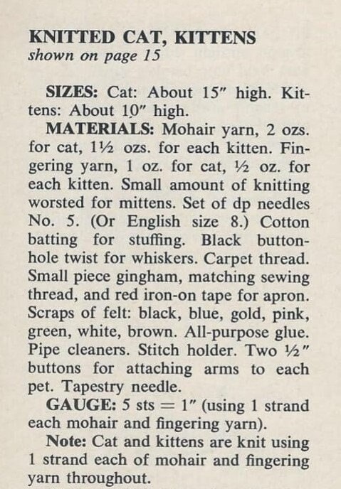 Vintage Knitting Pattern 10" Three Little Kittens Who Lost Their Mittens Amigurumi Soft Toy Dolls PDF Instant Digital Download Knitted Cats