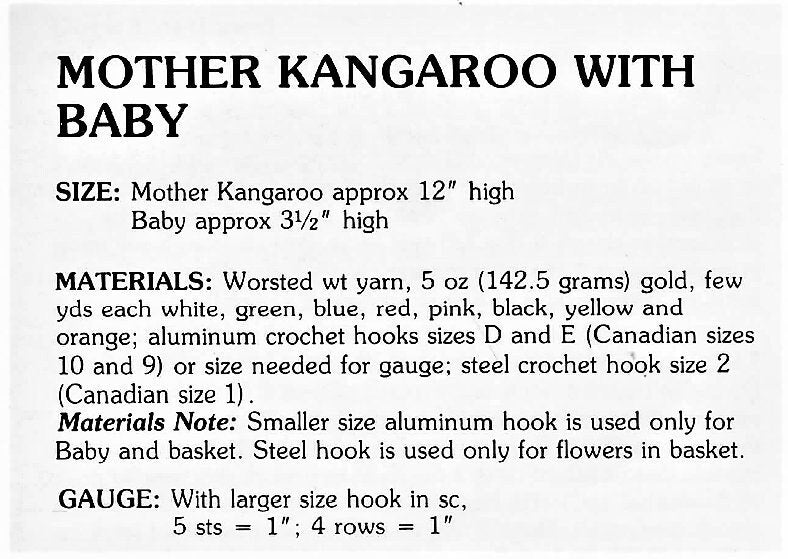 Vintage Crochet Pattern 12" Kangaroo Mama & Baby Joey Soft Toy Dolls PDF Instant Digital Download Cute Animal Amigurumi Plush 10 Ply