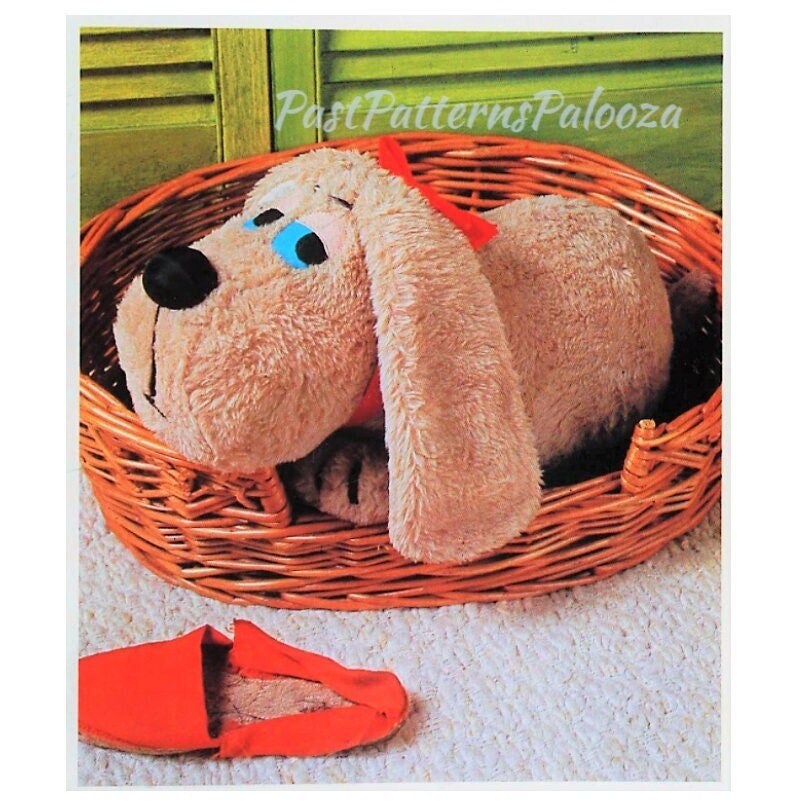Vintage Sewing Pattern 21" Basset Hound Puppy Dog Soft Doll Plush Faux Fur Fabric PDF Instant Digital Download Stuffed Pet Dog Soft Toy